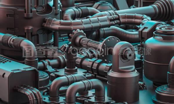科幻風(fēng)格的管材及機械零件。